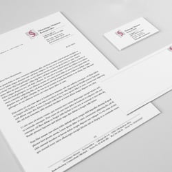 Büroausstattung für Anwaltskanzlei, Briefbogen, Visitenkarten und Kurzbrief –  inklusive Logoentwicklung