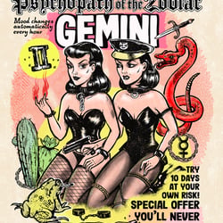 „Gemini“, Zodiac & Pin-up Girls illustration series, 2024, procreate + photoshop