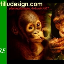 Fotorealistische Illustrationen  >>> APES <<<  ( MIXED MEDIA RZ Karton 140 cm x 70 cm )  – 100% Handmade