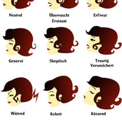 Characterdesign „LE Spot“ Braut Characterbible Facemoods