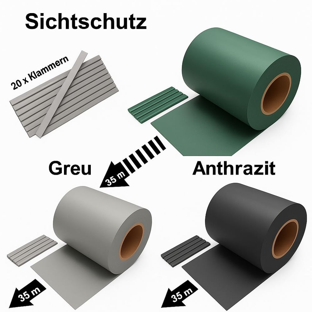 PVC Sichtschutzstreifen Doppelstabmattenzaun 35 m / 65 m – 19 cm