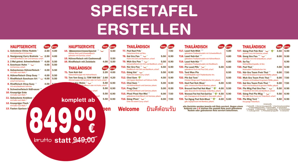 Speisetafel erstellen | Layout gestalten