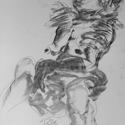 Die Muse, schnelle Zeichnung, 66 × 48 cm