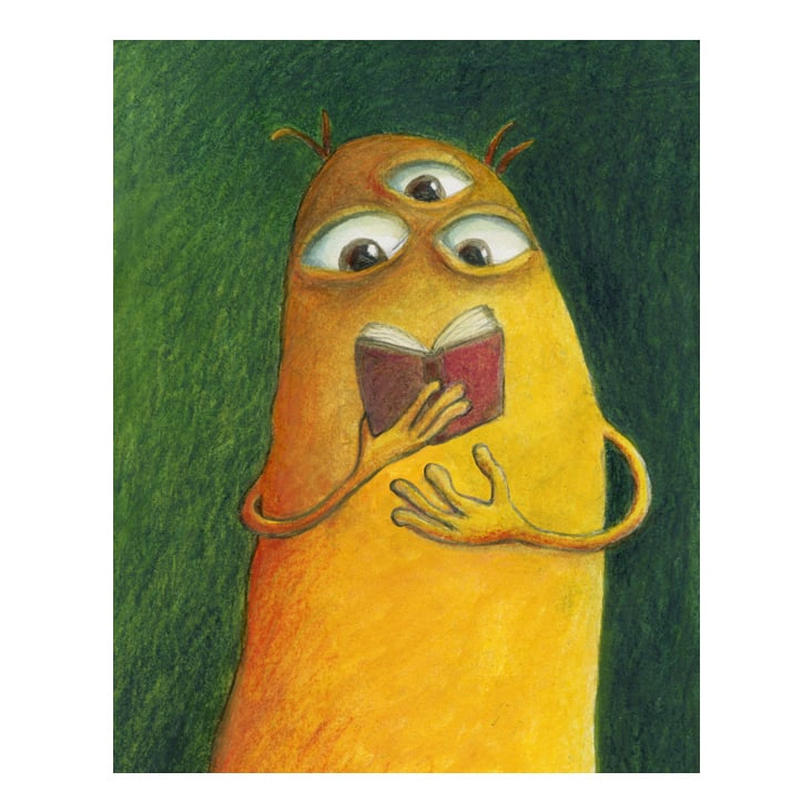 Kinderbibliothek – Lesemonster – Illustration Maskottchen