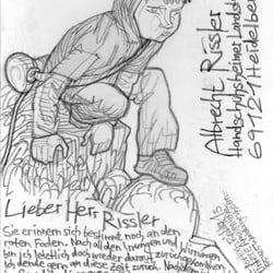 Postkarte an Prof. Albrecht Rissler | Bleistift