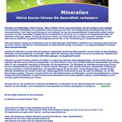 Artikel „Mineralien – klein, aber unersetzlich“ für Maharishi Ayurveda-Journal