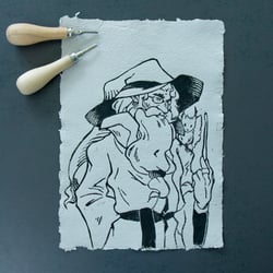 Zauberer Linolschnitt