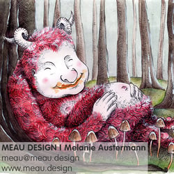 private, analoge Illustration „Hungry Monster“ z.B. als Kinderbuchilllustration