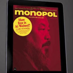 Doppelseite Anzeige für das Monopol Magazin iPad App