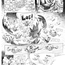Skizze, Comicseite „Immun im Cartoon,1“