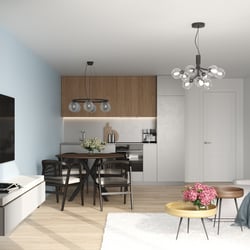 Küche Wohnzimmer mit TV