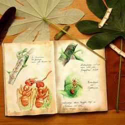 Forscherschreibtisch, Cecropie und Ameise, Tropicals Islands Management GmbH, 2009