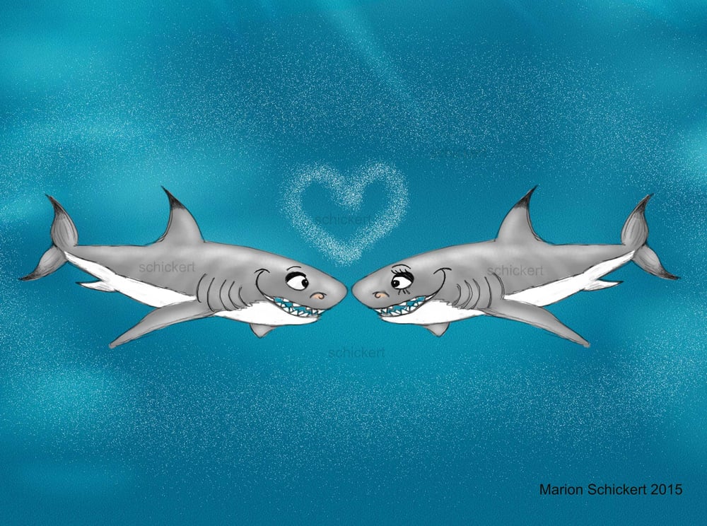 Kinderbuchillustration Märchen, verliebter Hai, #Kinderbuchillustrator, #Kinderbuchillustrationen