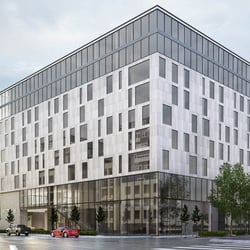 3D-Visualisierung von Glasfassade von Hotel