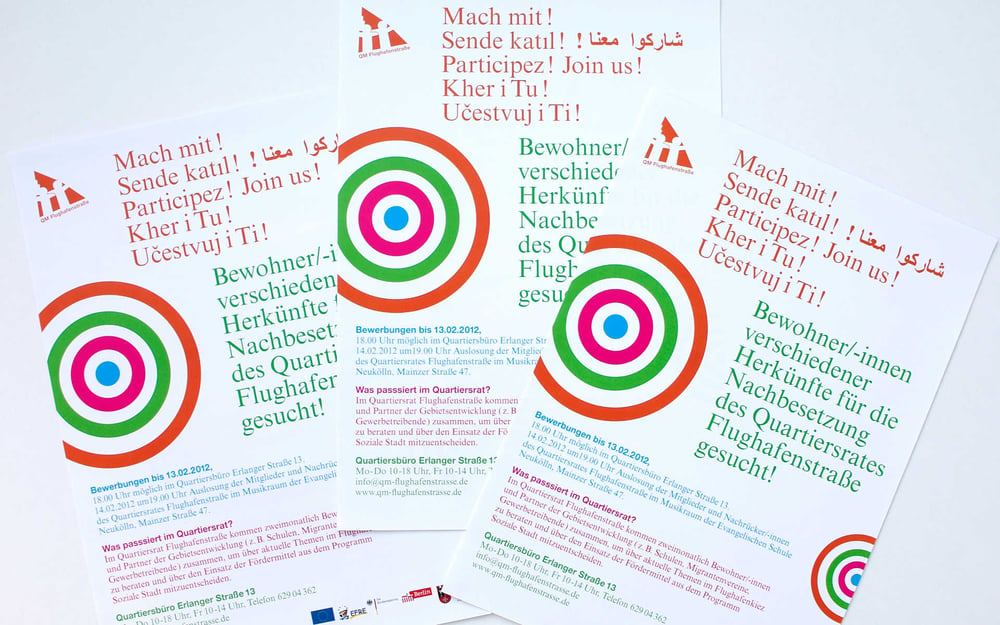 Plakatgestaltung Quartiersbüro Flughafenstrasse