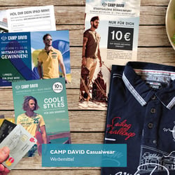 CAMP DAVID Casualwear – Werbemittel / CLINTON´S Restaurant – Werbemittel