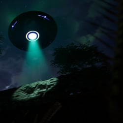 UFO over barn