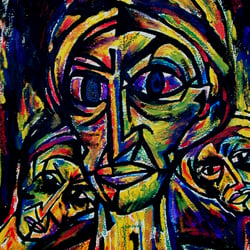 A2, Acryl und Wachsfarben auf Spanplatte