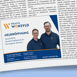 Zeitungsanzeige  Praxis Wonsyld