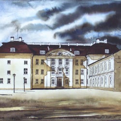 Schloß Köpenick, Radierung, aquarelliert, 24×32 cm, 2004