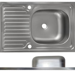 Edelstahl Spüle Auflage 50 × 80 cm mit Ablaufgarnitur