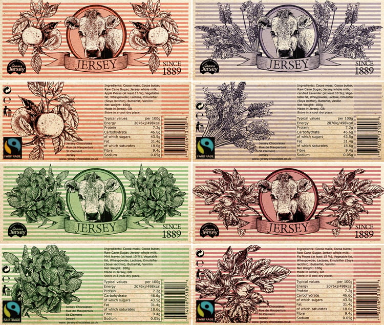 Verpackungsdesign Schokolade, Idee, Gestaltung und Illustration