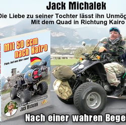 Werbung zum Buch „Mit 50 ccm nach Kairo“ (Jack Michalek)