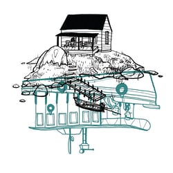 illustrationsreihe zu „gone to water“ // visualisierung der fortschreitenden demenz des hauptcharakters durch schlüsselszenen