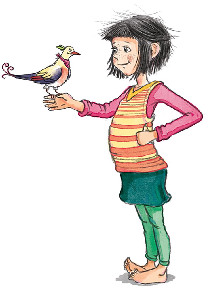 Mädchen mit Vogel