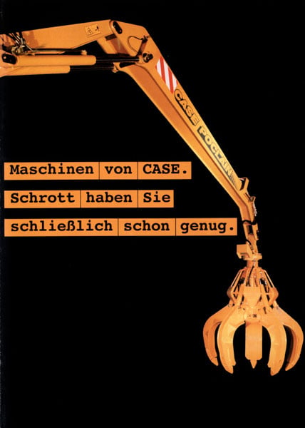 Prospekt-Titel für Case-Poclain, B/W Werbeagentur