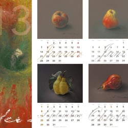Jahreskalender mit den Obst-Pastellen eines alten Imkers