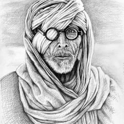 Afghan Refugee, drawing by Nicole Zeug, nicolezeug.de