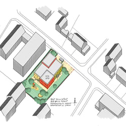 Kita Köln Porz, Neubau, isometrischer Lageplan