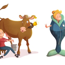 Girl with cow
