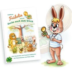 Kinderbuch-Illustration | Cover | Layout „Feldhase Fridolin auf der Suche nach dem Glück“