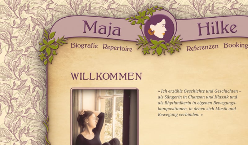 Webdesign www.majahilke.de – Screendesign und Umsetzung