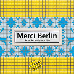 Illustration einer Weihnachtskarte für Die Draussenwerber im Stil einer gekachelten Rückwand einer Ubahn-Station.