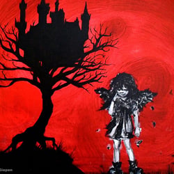 „Schwarzer Engel“, Acryl auf Leinwand