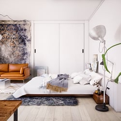 A bedroom, work space or a combination of both