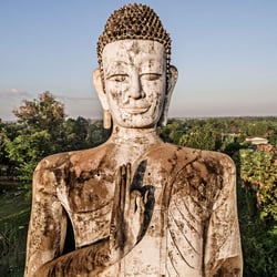 Buddha, Wat Ek Phnom, Kambodscha / Cambodia (Luftbild mit einer Drohne)