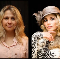 Modell ohne und mit Makeup + Retusche
