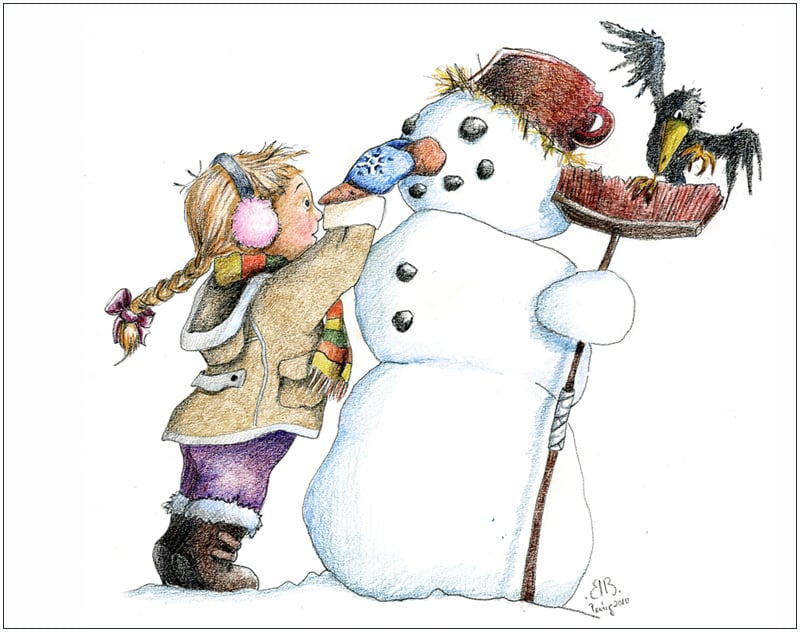 Mädchen mit Schneemann