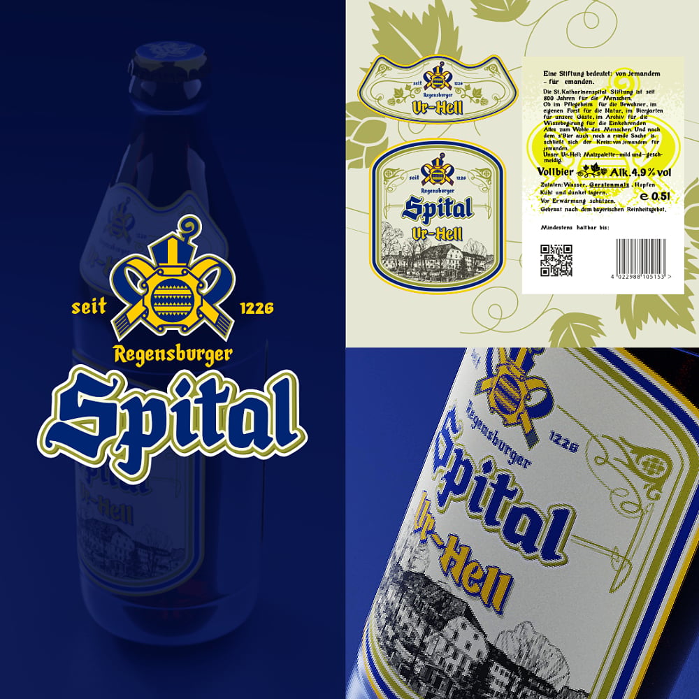 Entwicklung eines Logos und Labels für eine Spital Brauerei Regensburg