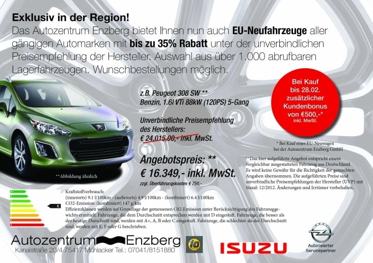 Flyer eines Autohauses