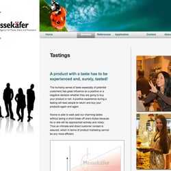 Screendesign der Verkostungsseite auf Englisch