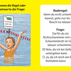 Frage-Antwortkarte zum Spiel „Schwimmen macht Spaß!“