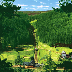 Bergbahn Oberweißbach, coloriert nach einer sw Aufnahme 1956