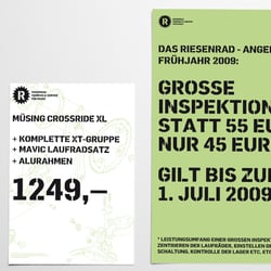 Ein einfach kopiertes Plakat sowie die Rückseite des Briefbogens als selbstgedrucktes Preisschild.