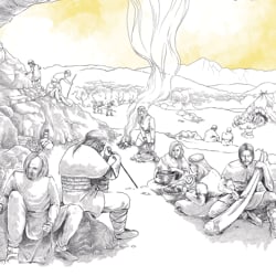 Illustration zur Lebensweise im Paläolithikum
