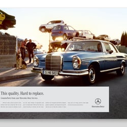 „This Quality is hard to replace“ Anzeige aus der internationalen Service-Kampagne von Mercedes Benz